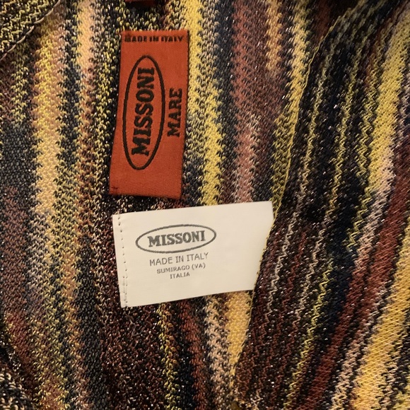 Vintage MISSONI Mare V-Neck Striped knit Kaftan Cover Up Dress Small - Picture 3 of 5